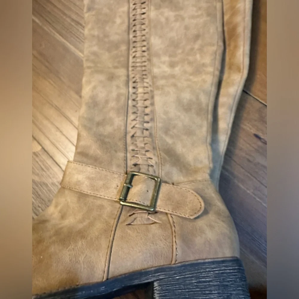 Ellison Winter Block over the knee boots‎ knee high boots camel color 7Wide
